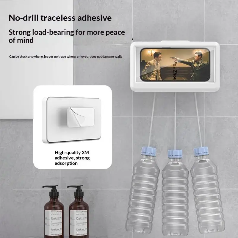 ☭Waterproof houder 360° draaibaar voor badkamer, thuis, wandhouder, zelfklevende houder voor touchscreen-telefoon_voghion.com