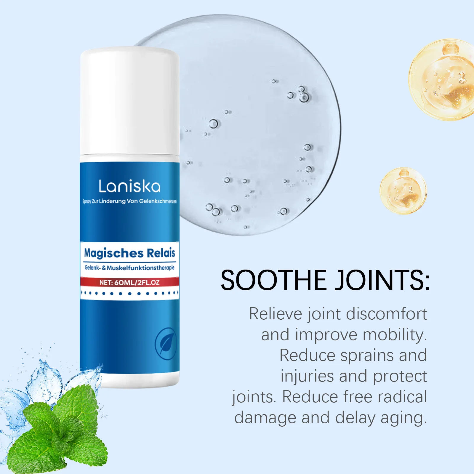 

LANISKA Joint Care Spray Treat Pain Reducing Stress Eliminate Fatigue Nourishing Skin Enhance Vitality Body Joint Relieve Sprays