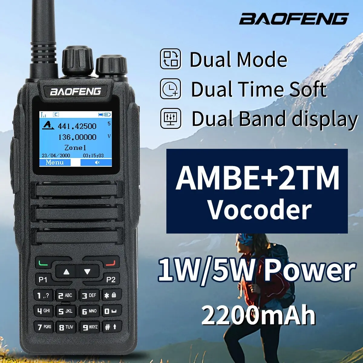 Baofeng DM-1701 Walkie Talkie Dmr Tweeweg Radio Dual Bandtier I Tier Ii Dual Time Slot Digitale Poste Radio Ham Tweeweg Radio