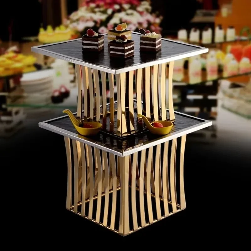 Catering Equipment Supplies Dessert Tables Golden Stainless Steel Decorative Pastry and Cake Tools Display Catering