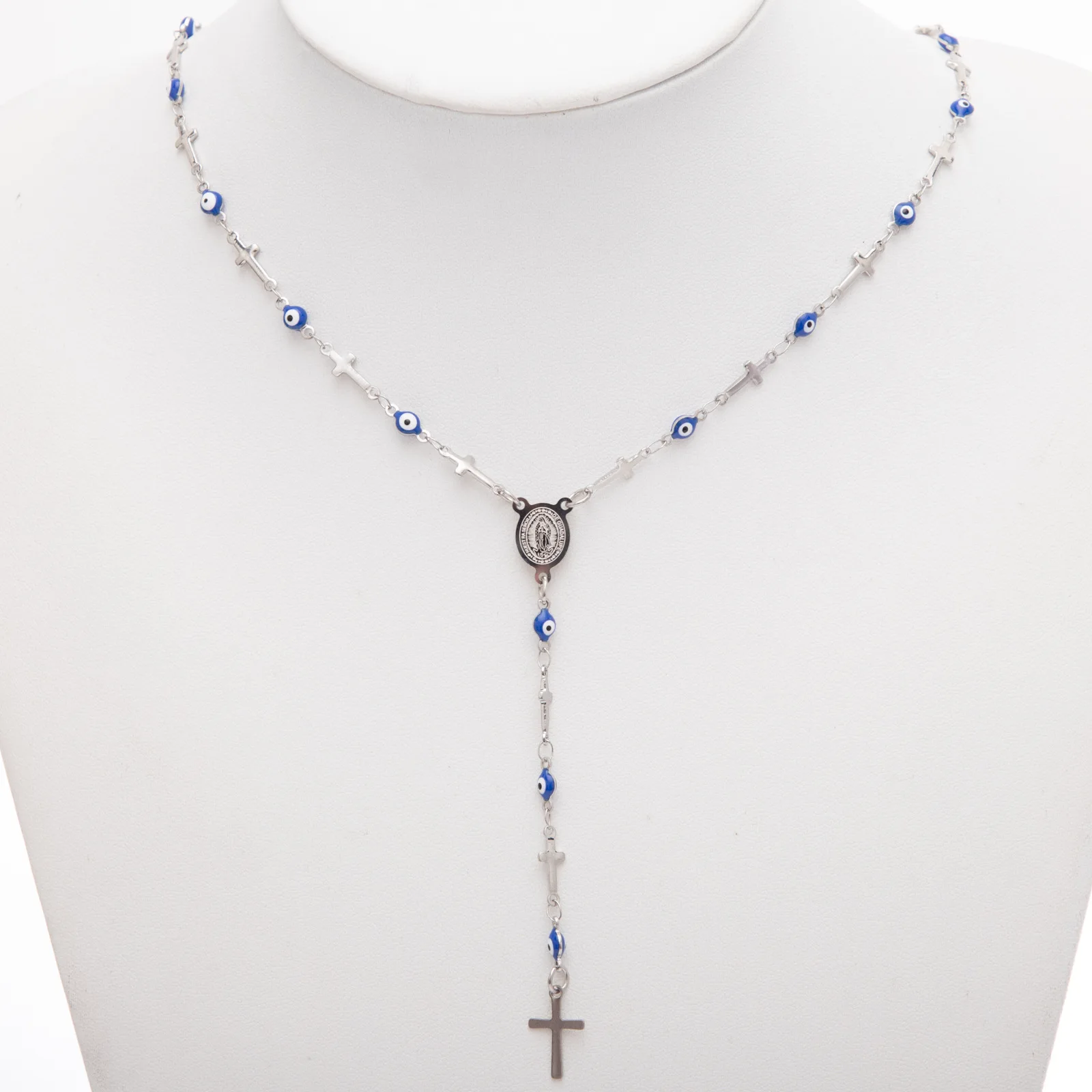 

Cross Stainless Steel Necklace Non-fading Evil Eye Amulet Y-Necklace for Women