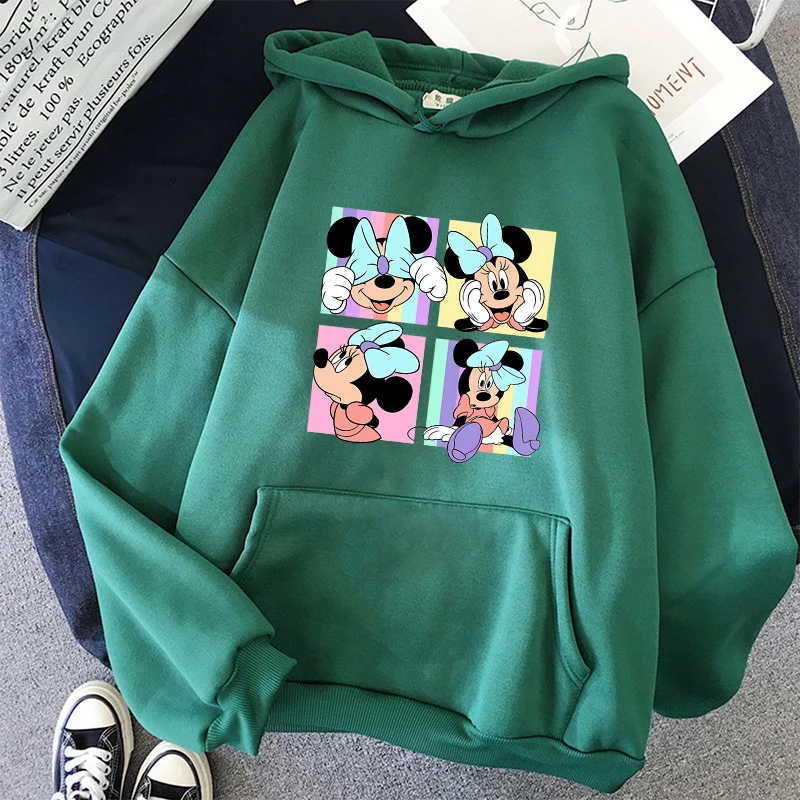 Y2K Minnie Disney Hoodie Crop Top Mickey Mouse Women Hoodies  Sweatshirt Kids Boys Girls Harajuku Streetwear Clothes