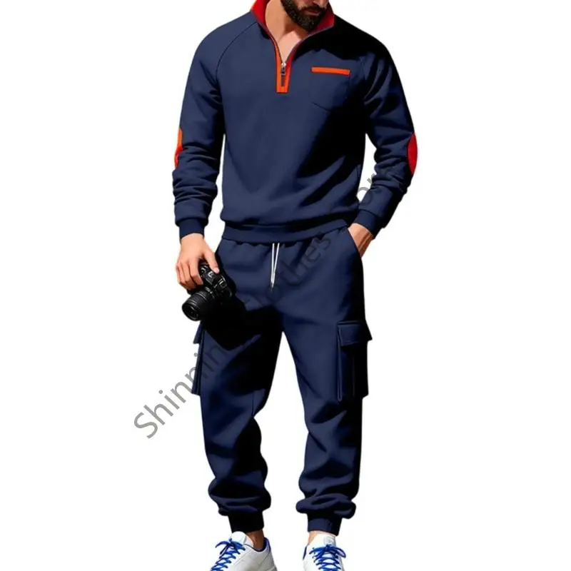 

M68A Men's 2-piece tracksuit set: quarter-zip pullover and overalls