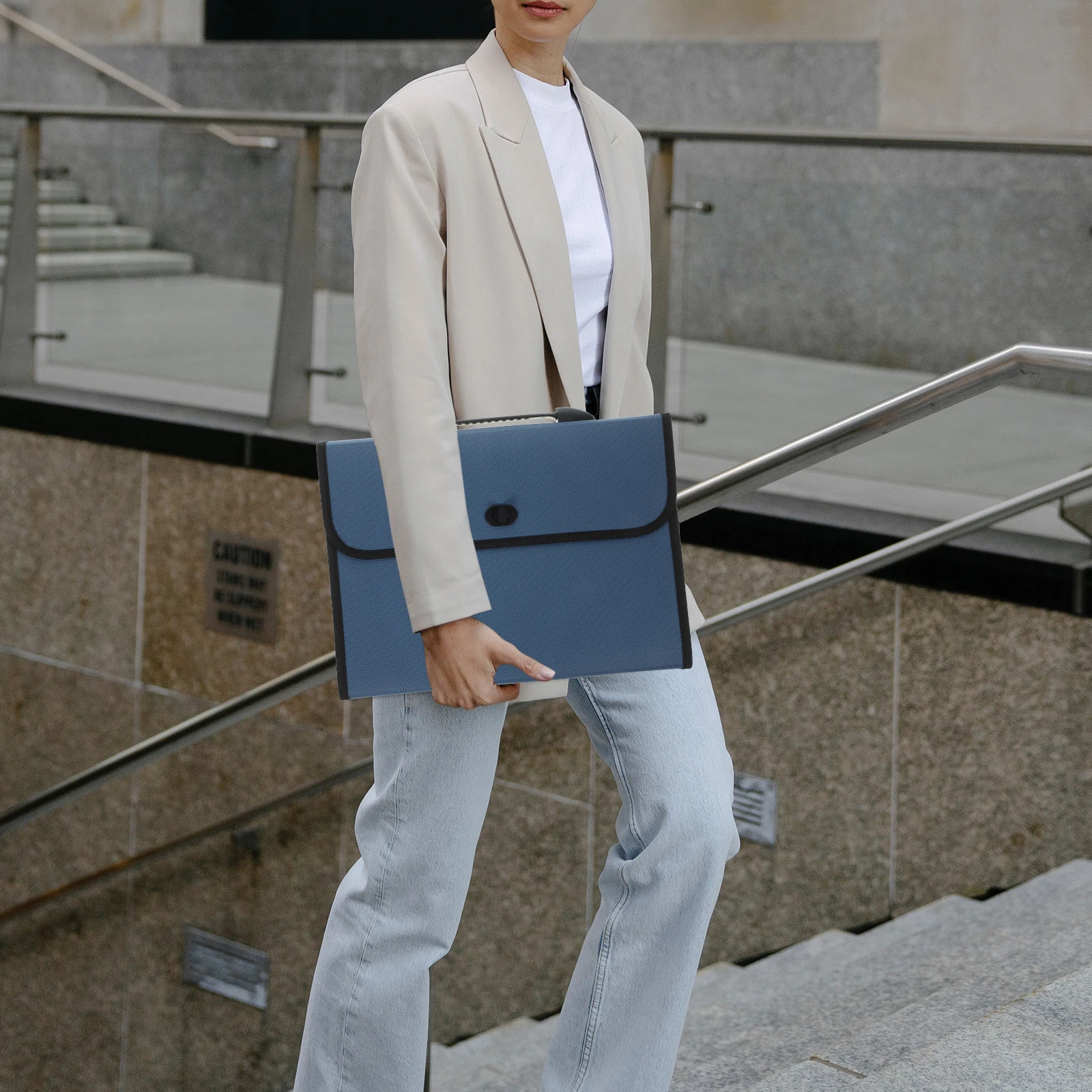 

13 Grid File Folder A4 Document Bag Multi Layers Blue Student Office Supplies Paper Storage Bill Organizer Pockets Receipt