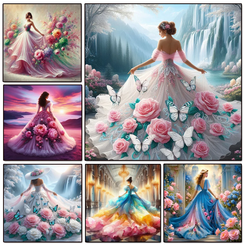 Frau romantische Landschaft 5D Diamant Malerei Kunst neue Kollektion Porträt Diamant Mosaik Rose Blume Kreuzstich Kits Wand Dekor