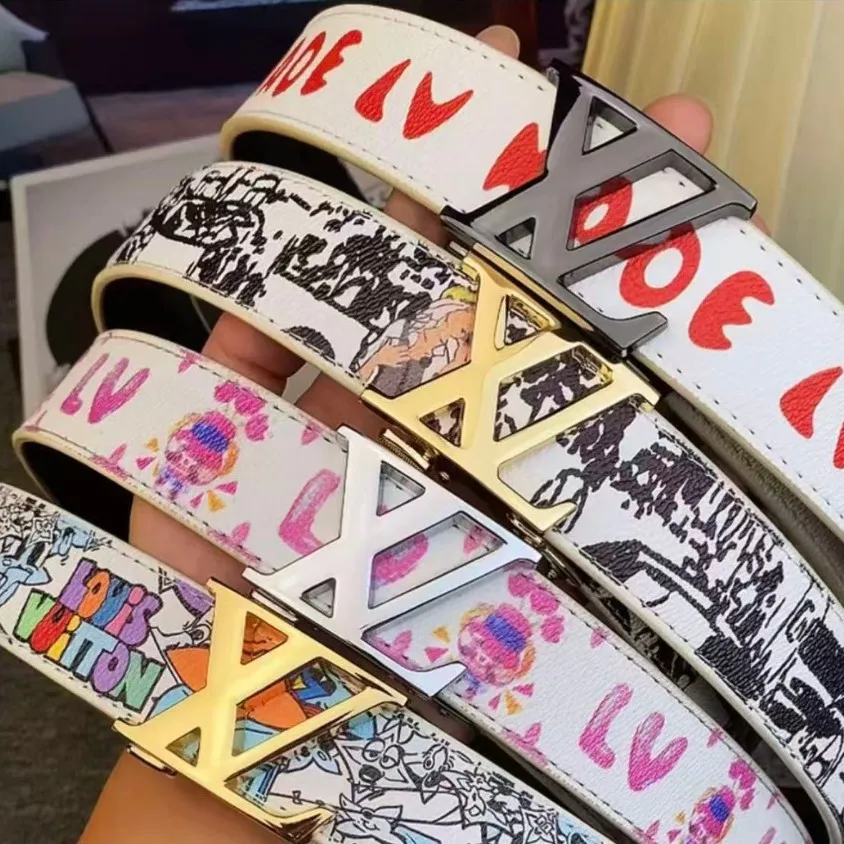 جديد عصري الرجال التلقائي مشبك حزام تنوعا عالية الجمال حزام رسالة السلس مشبك الكتابة على الجدران الجينز العصرية الإنترنت المشاهير