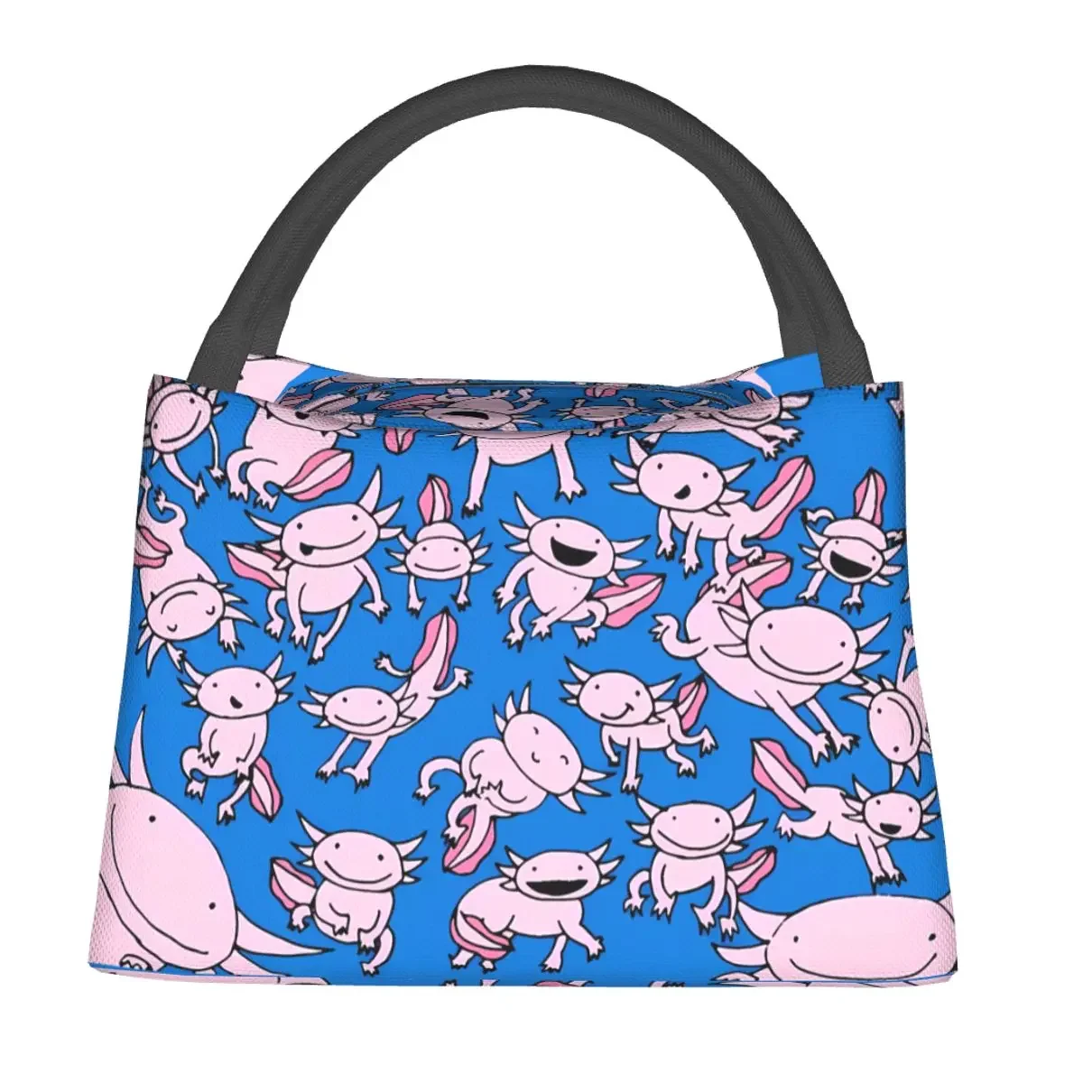 

Cute Axolotl Lunch Bag Water Animals Doodle Kawaii Lunch Box Travel Portable Thermal Lunch Bags Designer Cooler Bag