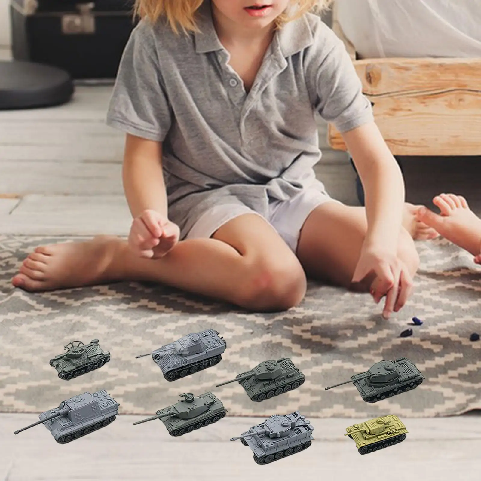 

8Pcs DIY 1: 144 Tank Model Miniature High Simulation for Kids Assembly Model