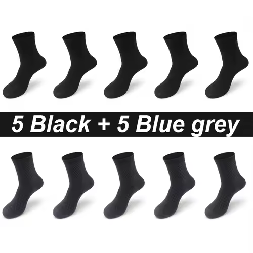 10Pairs/Lot Men's Bamboo Fiber Socks Long Black Business Soft Breathable New High Quality  Autumn for Male Socks Plus Size 39-48 - Image 13