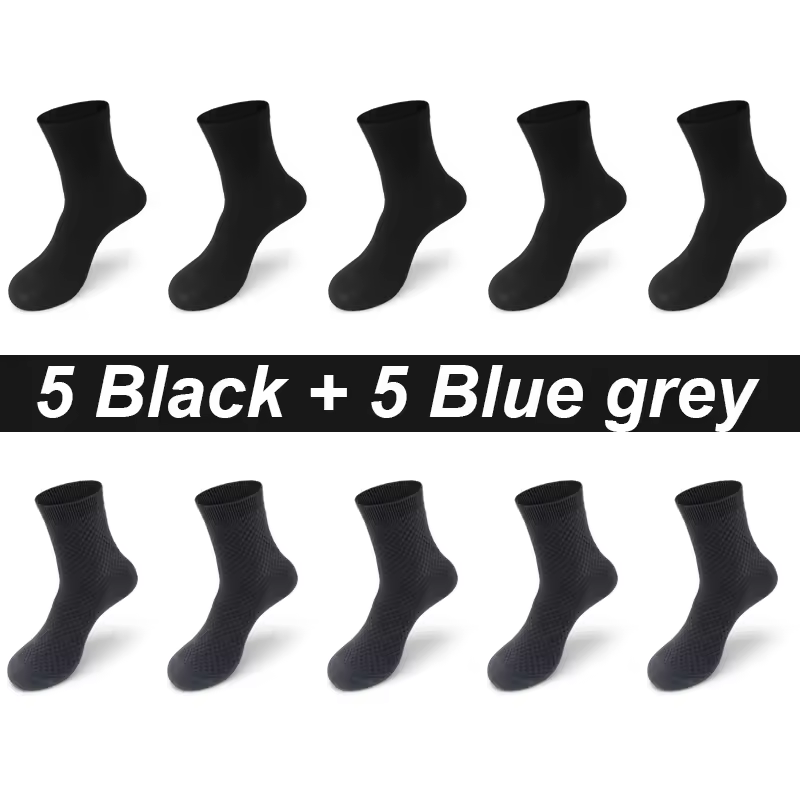 10Pairs/Lot Men's Bamboo Fiber Socks Long Black Business Soft Breathable New High Quality  Autumn for Male Socks Plus Size 39-48 - Image 13