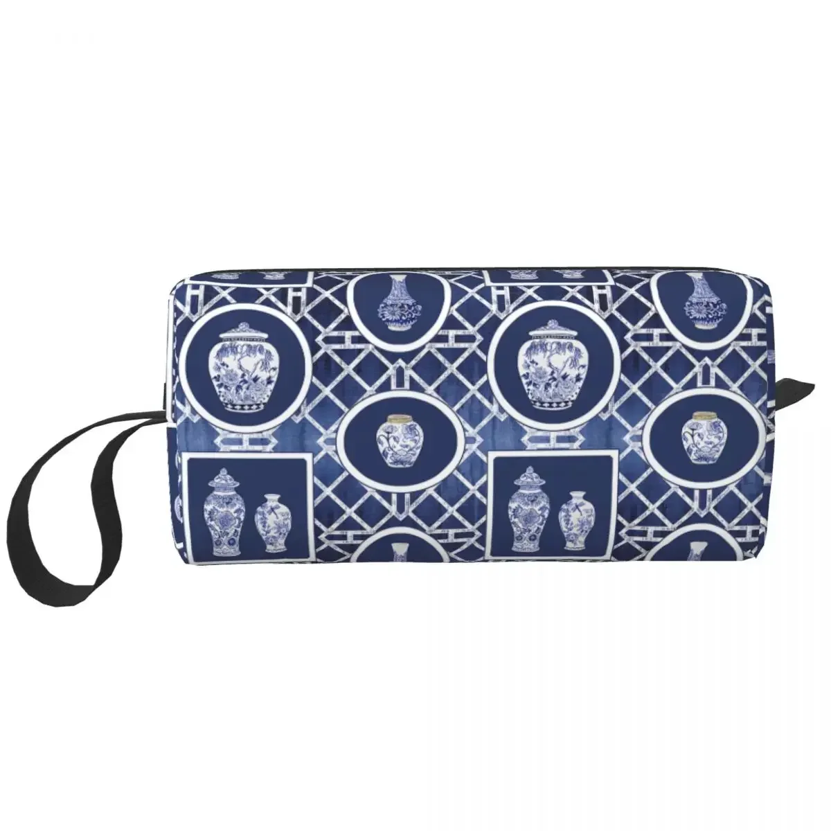 Chinoiserie Ginger Jars Chippendale Cosmetic Bag Kawaii Vintgae Delft Blue Porcelain Makeup Case Beauty Storage Toiletry Bags