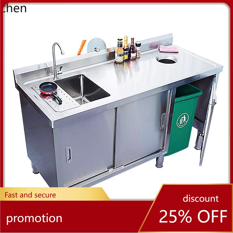 YFY Stainless Steel Vegetable Washing Sink Workbench Sink Garbage Disposal Integrated Cabinet Fruit Shop