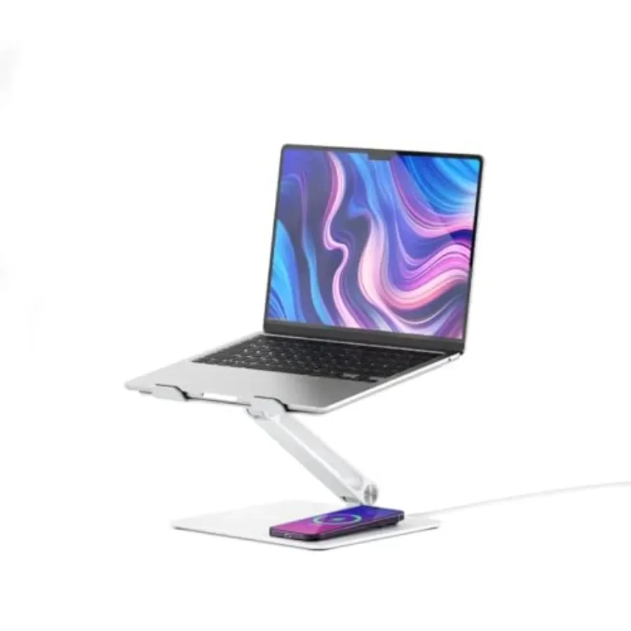 Elite Power Laptop Stand with 10W Wireless Charger, USB-C Powered Aluminum Laptop Riser, Compatible with Qi-Enabled Devices, De - view 3