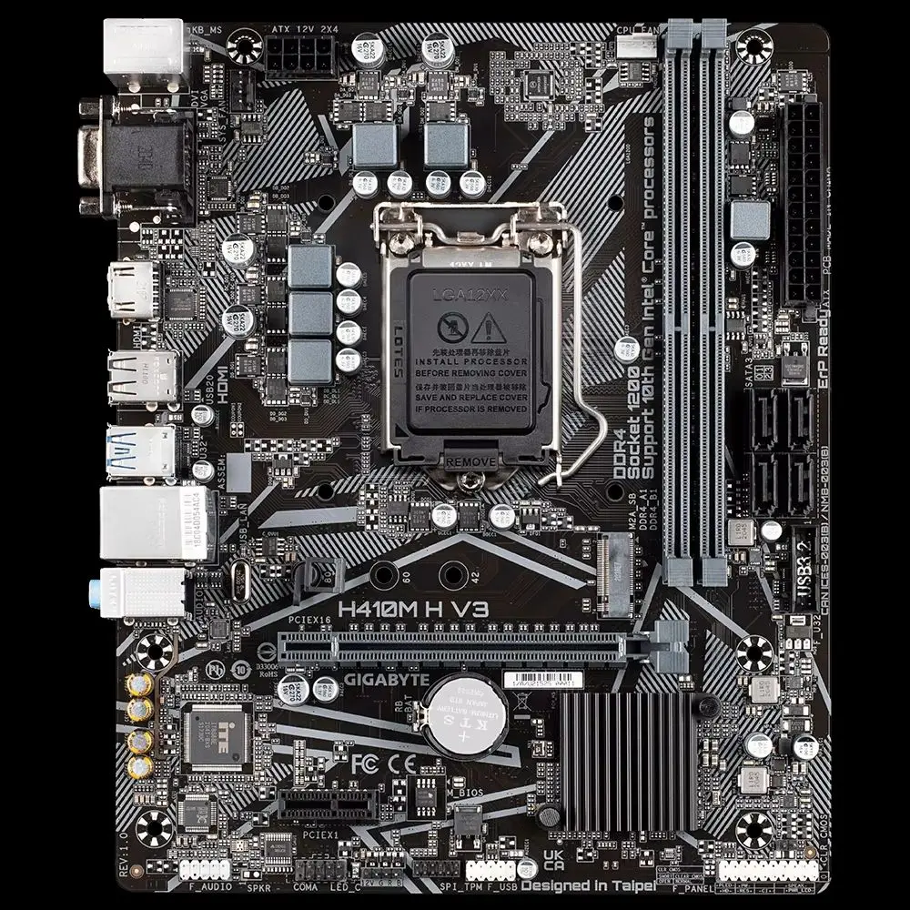 Para la placa base Gigabyte H410M H V3 H470 64GB LGA1200 DDR4 Micro ATX compatible con Core i9-10900F i3-10320 Celeron G5925 i5-10400T