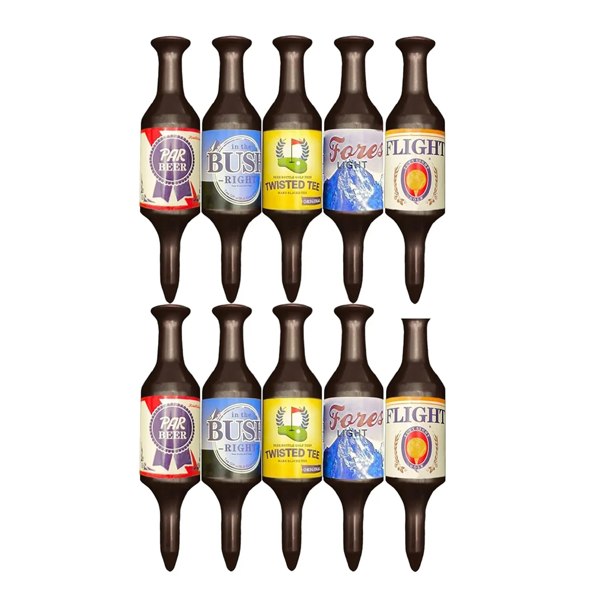 10 Pack Golf Tees Beer Bottle Handmade, Durable and Recyclable Plastic Golf Tee Accessories, Funny Golf Gifts