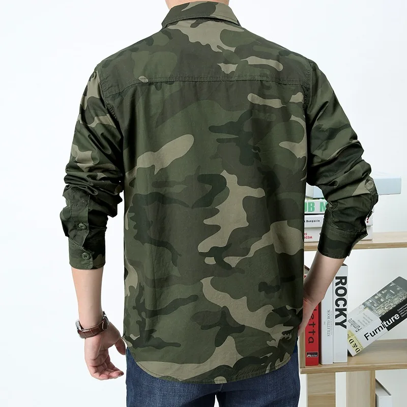 High Quality Camouflage Men\'s Shirts 5XL Pure Cotton Overshirt Male Blouse Oversiezed Casual Shirt Men Clothing AF9503