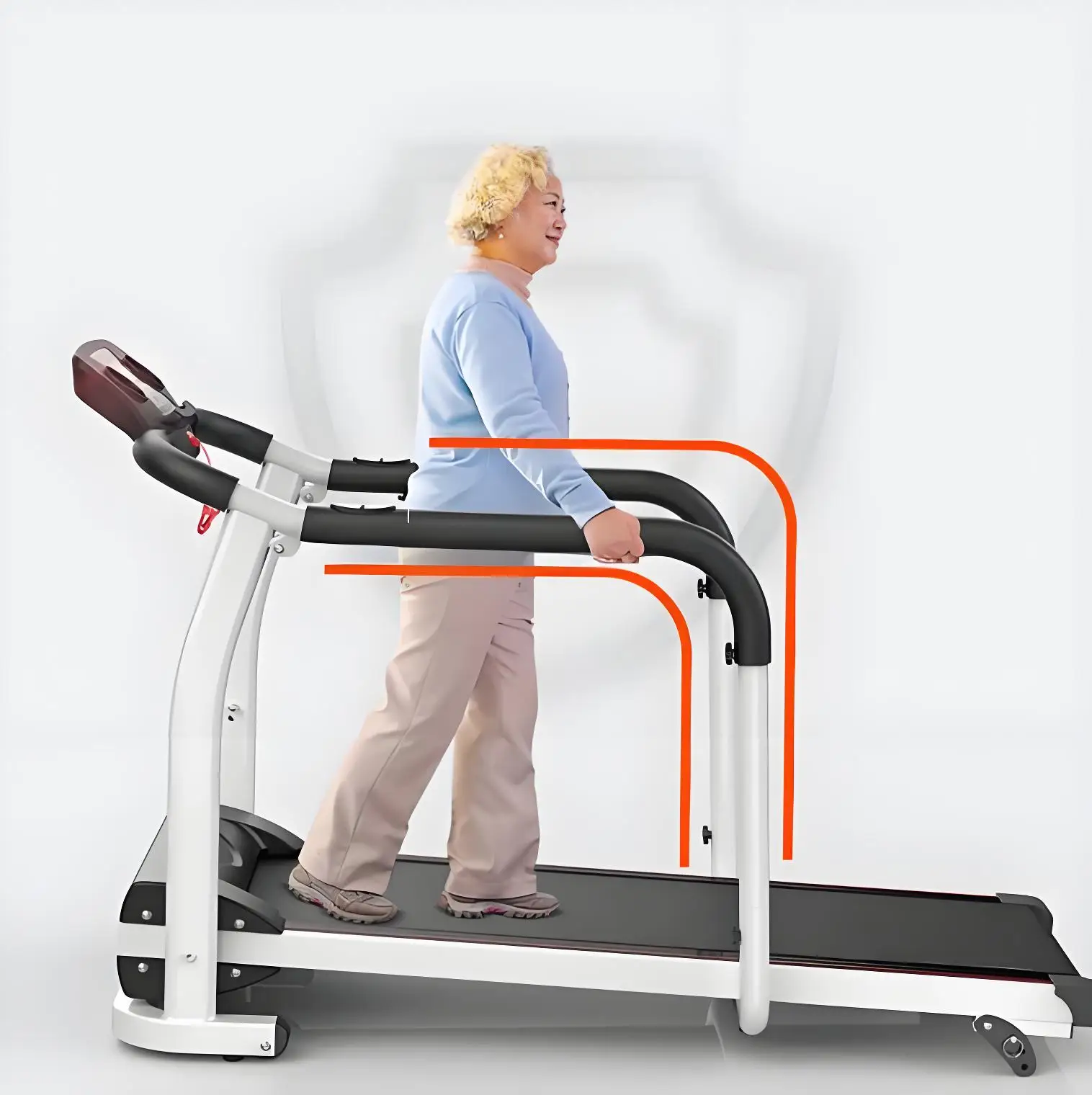 Electric Foldable Treadmill For Elderly Fitness Home Use 100kg Capacity Mechanical Driving Type LCD Display 1-6km/h Speed