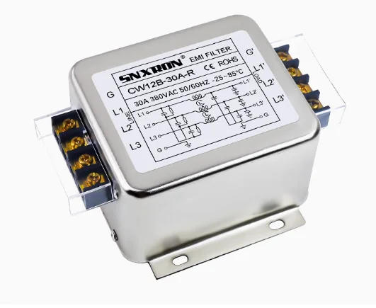 

CW12B-30A-R anti-interference AC 380V power filter EMI circuit audio purifier Double-stage terminal table type 3Phase Interfer
