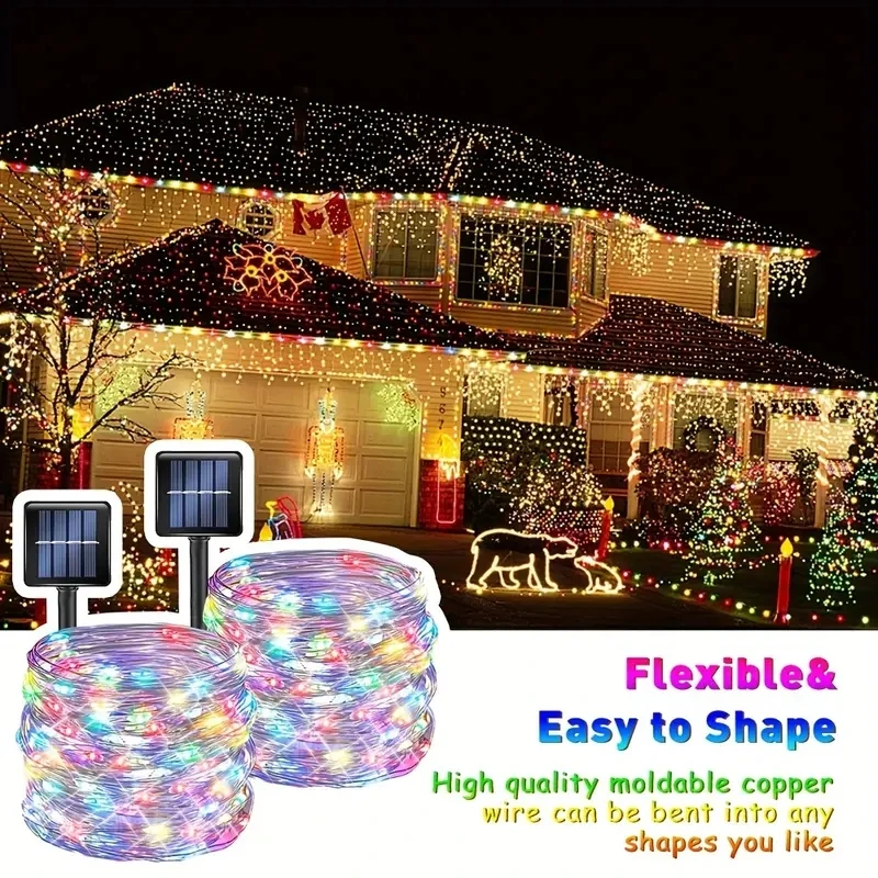 

7M/12M/22M/32M LED Solar String Fairy Lights Outdoor Path Garlands Lamp Patio Waterproof Christmas Wedding Garden Street Lights