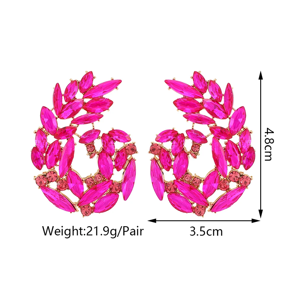 أقراط كبيرة من الزجاج الهندسي للنساء ، براقة وحلوة ، لامعة ، أزياء كورية ، بساطة ، بيان خفيف الوزن ، هدية مجوهرات