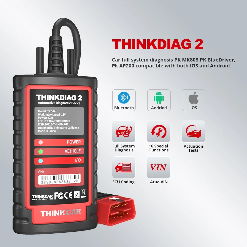 New Version THINKDIAG 2 ALL Software 1 Year Free Easydiag ECU Auto OBD Car Obd2 Automotive Scanner Diagnostic Tool