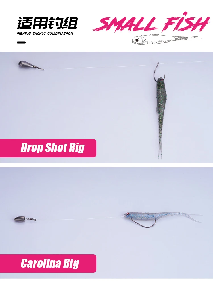 FISHANT Fork Tail Hollow Floating Soft Bait 2,5" 3,1" Realistischer Silikon-Köder mit Nachtleuchtfunktion zum Angeln von Barschen und Hechten mit Jigging-Ködern. – Detail 8