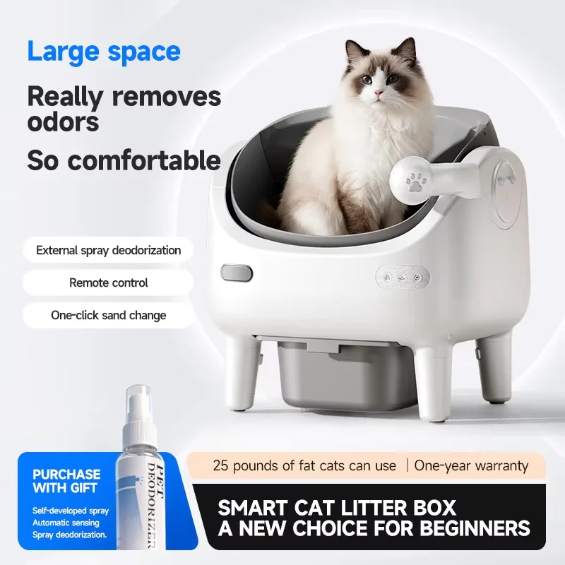 Large Capacity Automatic Self Cleaning Cat Litter Box APP Control AI Deodorizing Enclosed ABS Smart Cat Toilet For Indoor Cats
