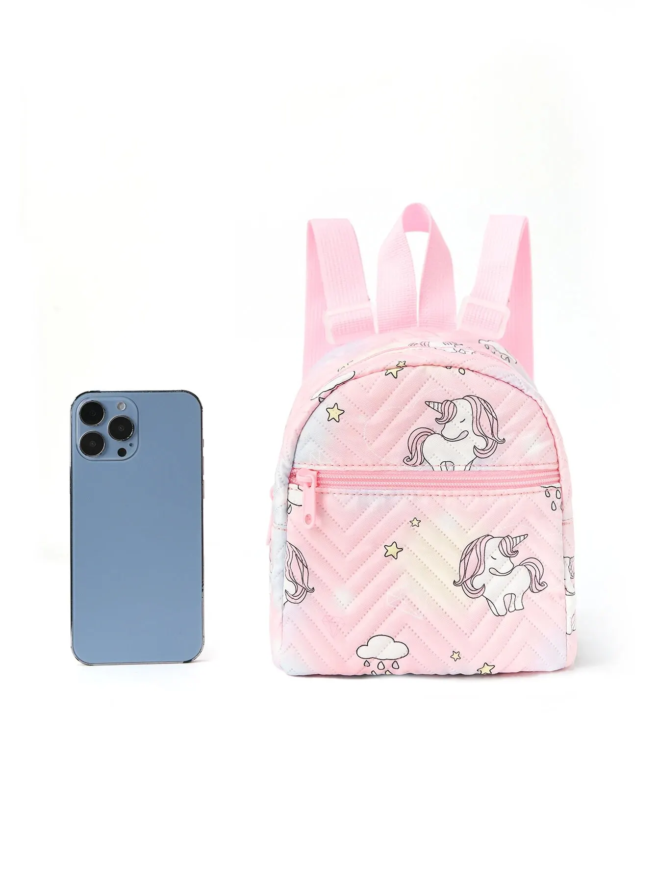 1 Pc Cute Cartoon Unicorn Diamond Print Kids Backpack Handbag For Girls, Students, Outdoor Travel, School, Holiday Gifts