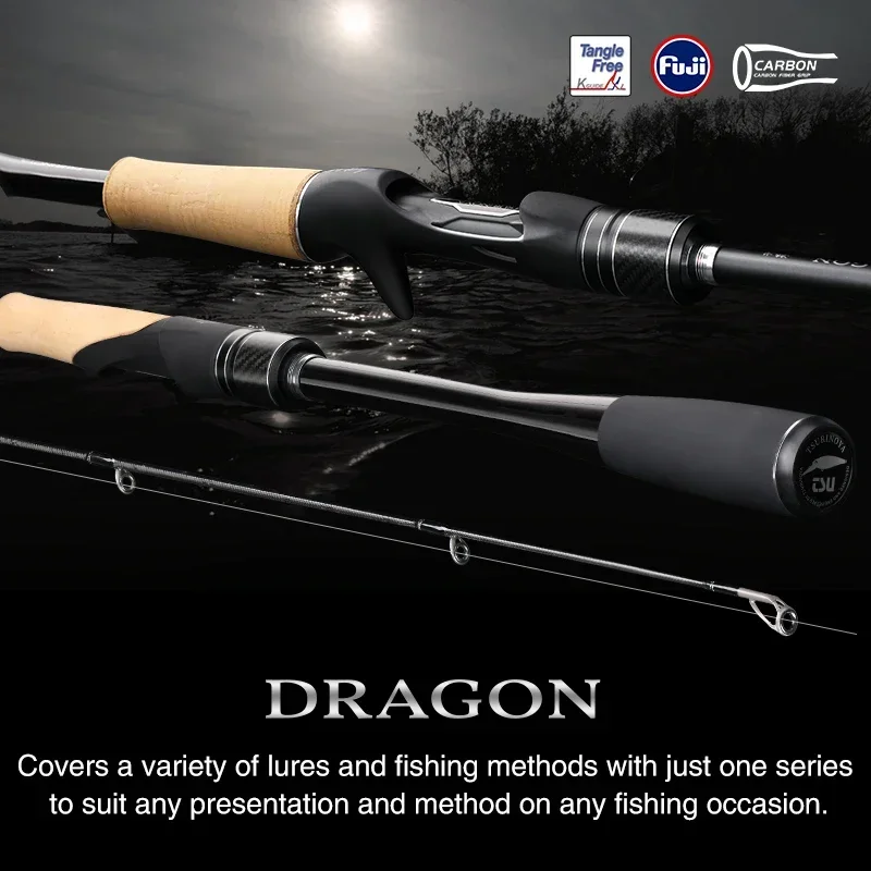 TSURINOYA DRAGON Carbon Rod 1.98m 2.08m L ML M 3-21g Fast Action Spinning Fishing Cane and Baitcasting Fishing Rod FUJI Guide