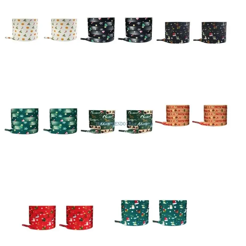 340D Holiday Themed Shoe Laces 120cm Long Anti Slip Polyester Shoelace Athletic Shoe Lace For Sneakers Boot Athletic Footwear