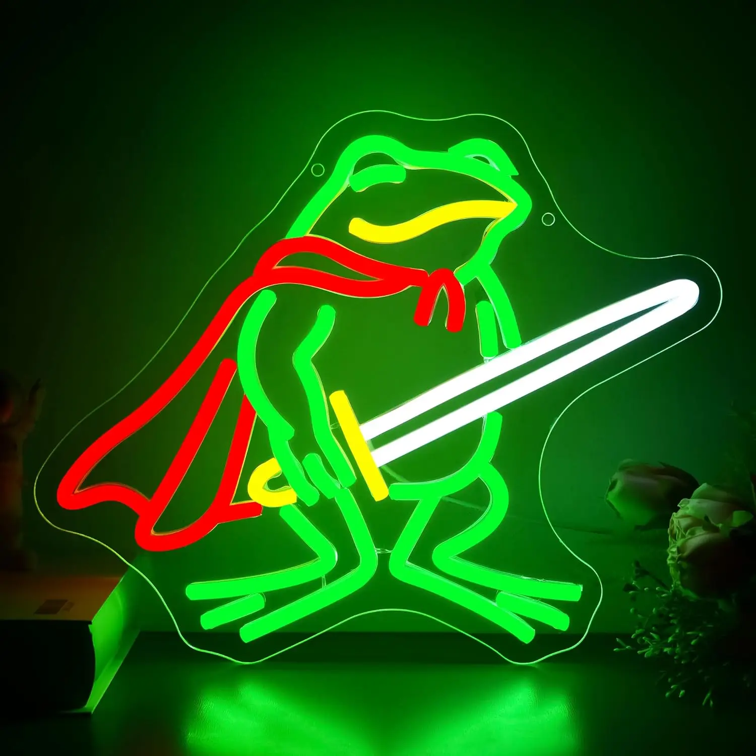 الضفدع النيون عكس الضوء LED لطيف الحيوان ضوء تسجيل جدار ديكور للرجل كهف فنون الدفاع عن النفس غرفة المرآب بار البيرة حفلة عيد الميلاد Bir #1