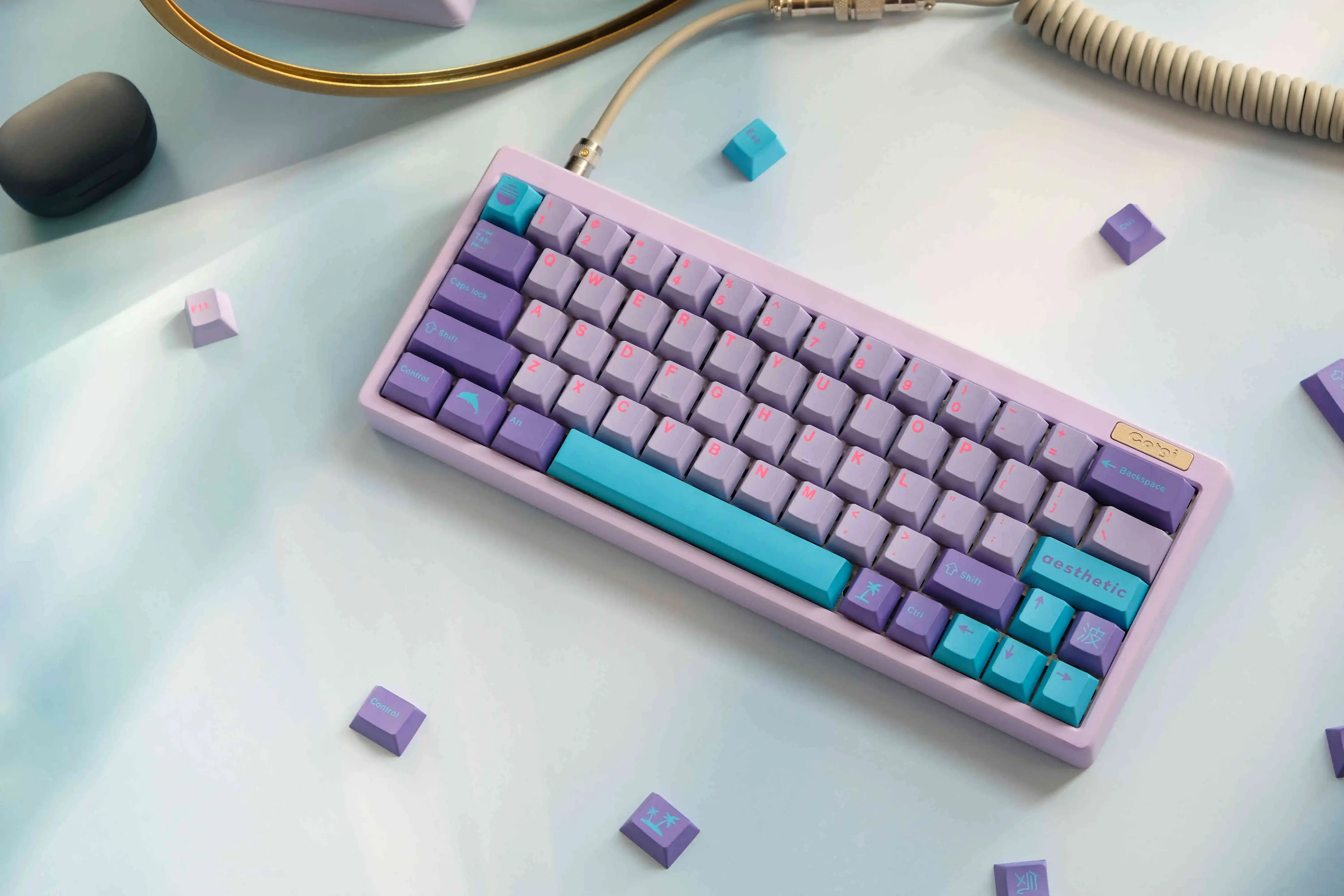 129 Keys/set  GMK Vaporwave Keycaps Cherry Priofile Keycap PBT Dye Subb Lightproof Key Cap For MX 61 64 68 75 84 87 96 98 104