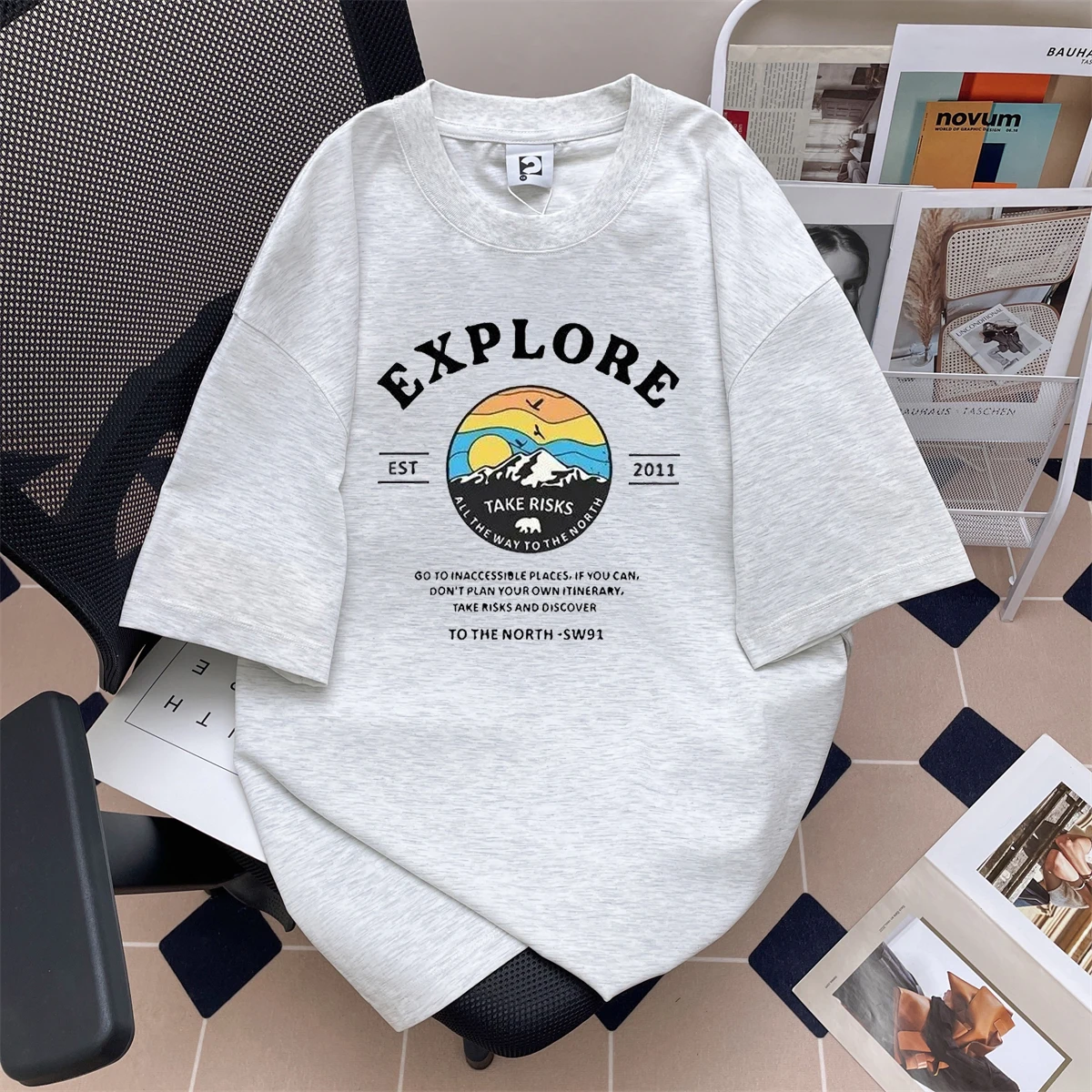 

Хлопковая футболка с мультяшным принтом, летняя повседневная одежда, удобный дышащий топ с круглым вырезом для молодежи