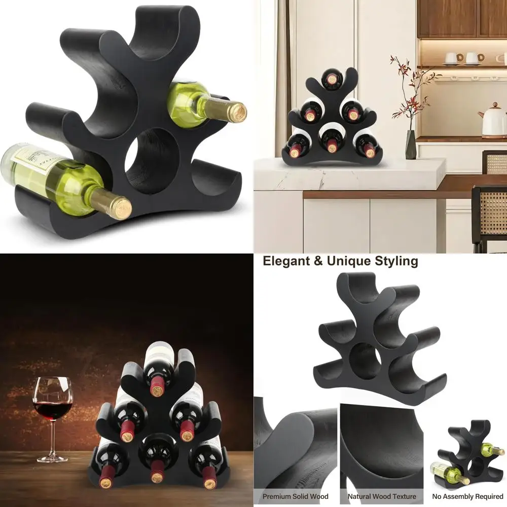 

Деревянная отдельно стоящая полка для вина на 6 бутылок — черный шкаф, кладовая, бар, кухонное хранилище