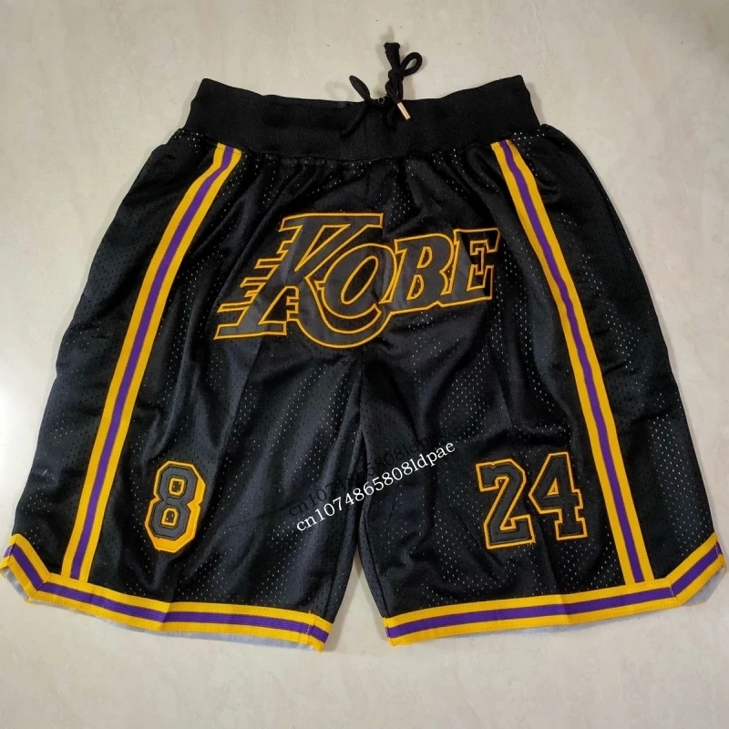 Basketball Shorts Oversize Men Legend 24 Bryant Women Sport Black MAMBA Embroidery High Street Hip Hop Pocket Middle Beach Pants