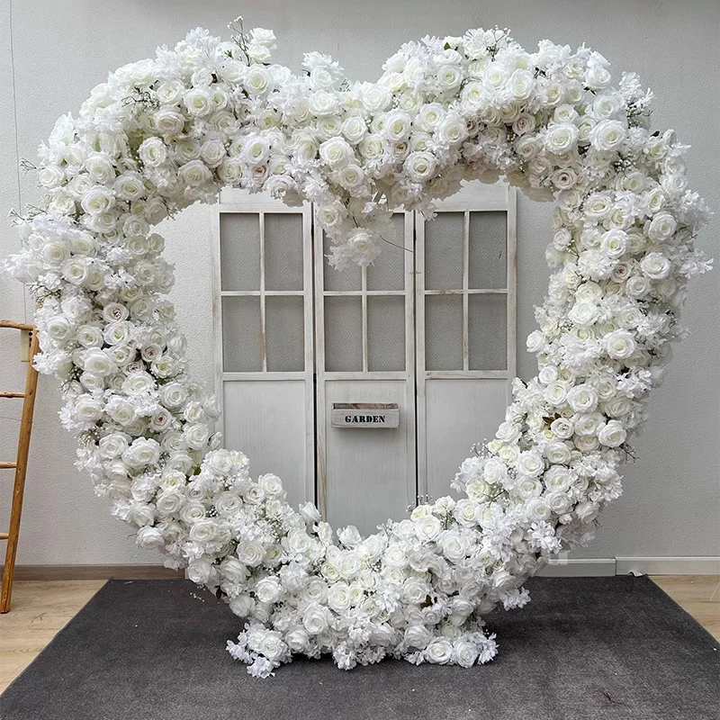 Customizable Wedding Event Party Activities Decorative Heart Arch With Stand Artificial Floral Wall Background
