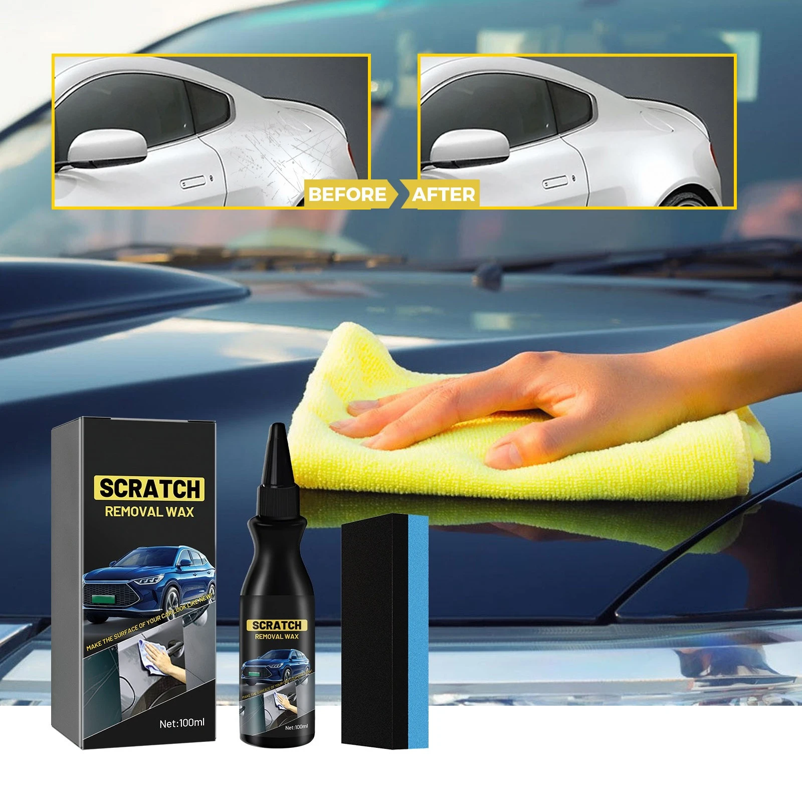 Car Scratch Polishing Repair Agents Compound Scratch Remover Lasting Brightening Paint Repair Buffer Car Maintenance Care Kit