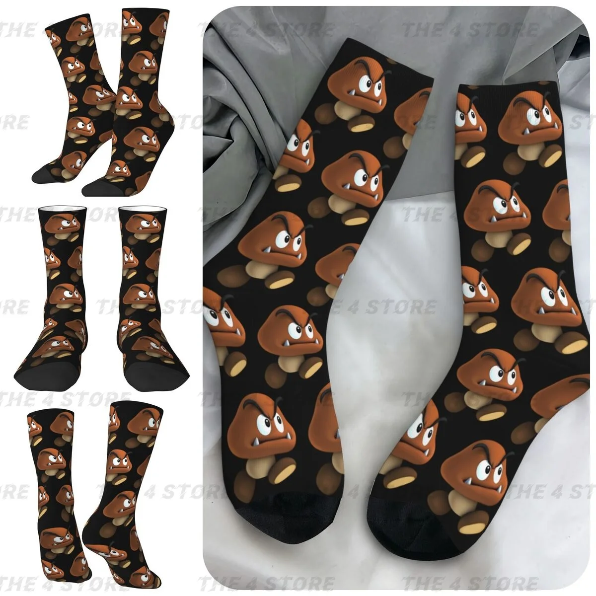 

High elasticity polyester fiber 3D printing cosy Unisex Warm Goomba Interesting Four Seasons Socks