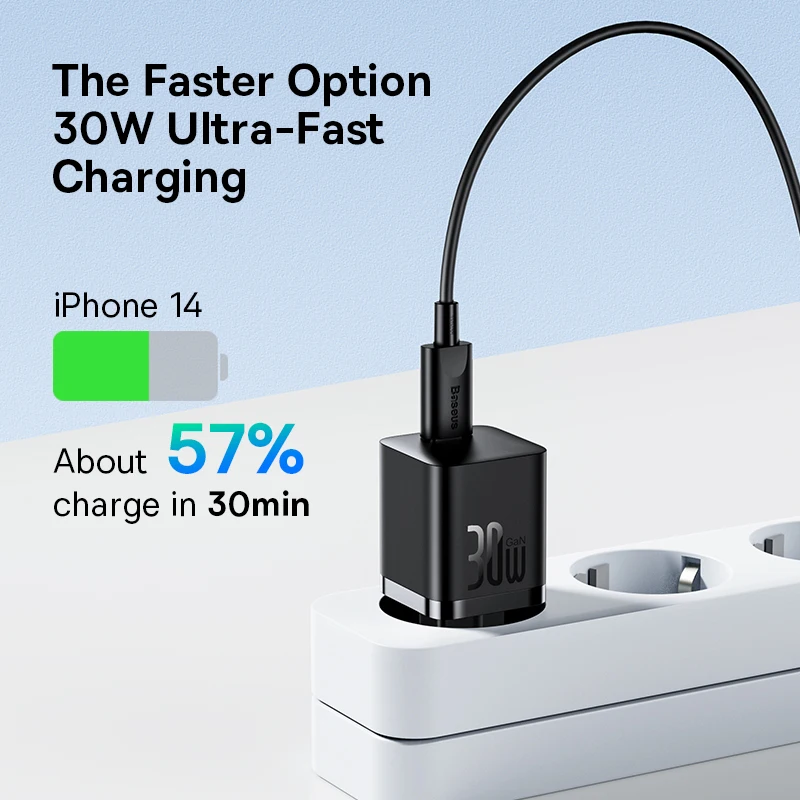 Baseus 30W USB Type C Charger Portable Phone Charger Support Type C PD Fast Charging For iPhone 14 13 12 11 Pro Max Charger