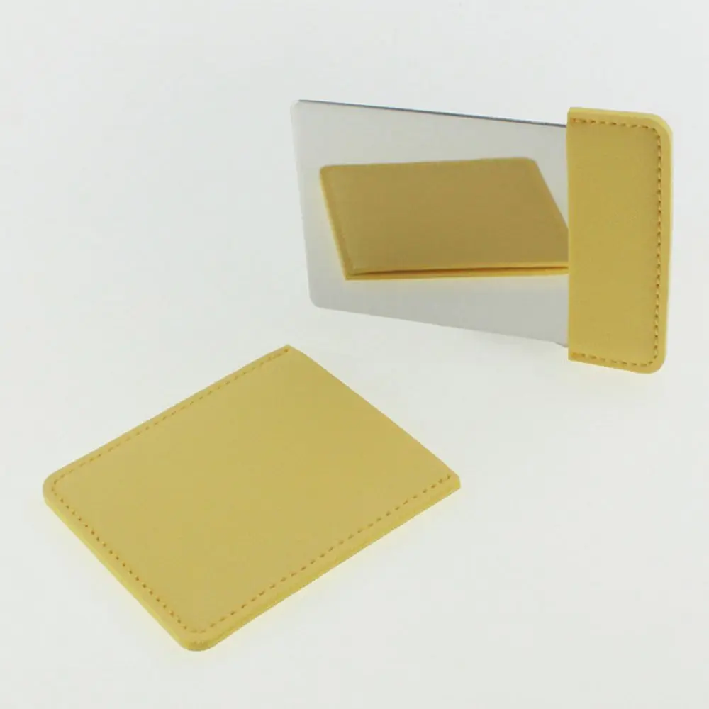 Miroir de poche pliable en cuir PU, ultra-mince, compact, rectangulaire, outils cosmétiques, miroir de maquillage, miroir de courtoisie