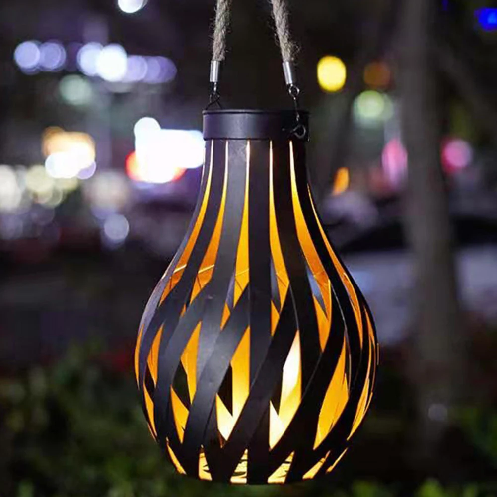 Vase Shape Hanging Light Decor Solar Hollow-out Butterfly Projection Lamp Outdoor Lighting Decoration For Garden Courtyard Patio