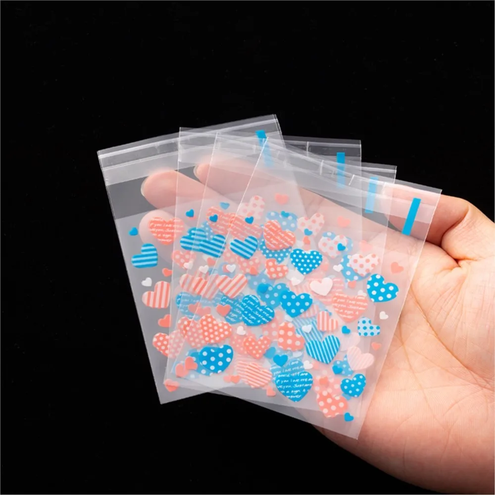 100Pcs 7x7/10x10cm Heart Clear Candy Bag Transparent Plastic Bag For DIY Wedding Birthday Party Decoration Gift Packaging Pouch