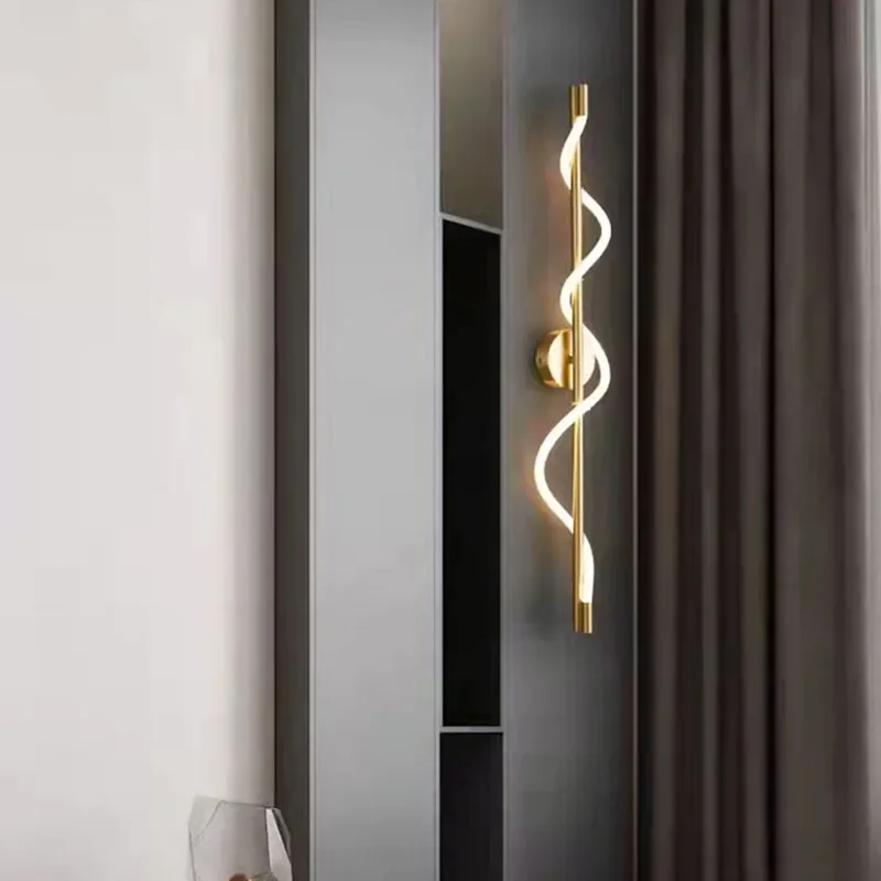 

Modern Wall Lights Gold Black Copper Brass Remote Control Dimming Living Room Bedroom Atmosphere Lamp White Silica