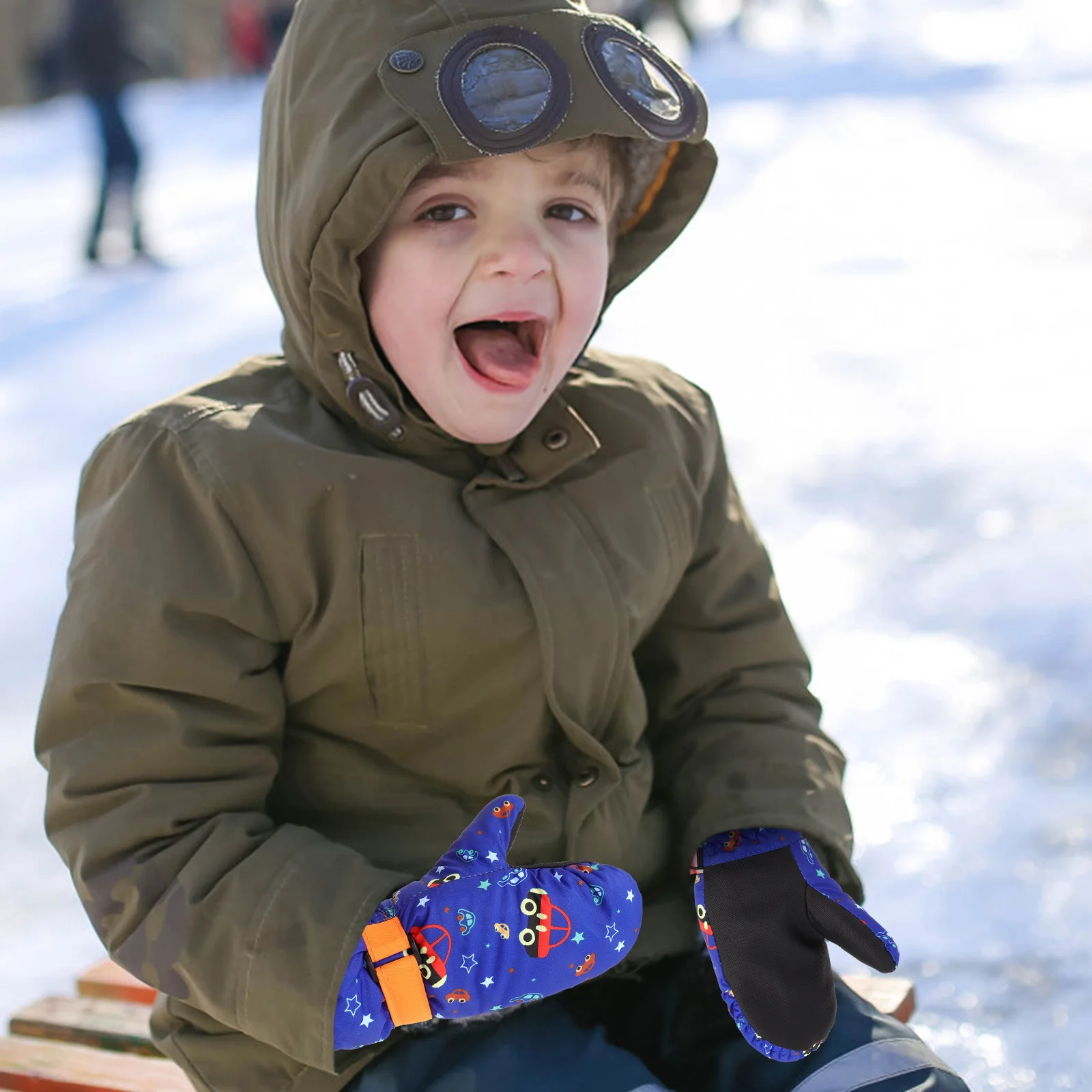 1Pair Waterproof Snow Gloves Thick Insulated Warm Ski Gloves Winter Mittens Snowboarding Hiking Outdoor Activities