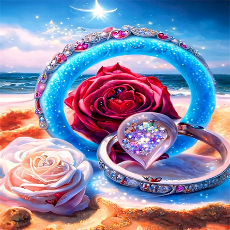 

SDOYUNO New Love Rose Diamond Painting Landscape Picture Home Decoration Hobbies DIY Diamond Embroidery Mosaic Gifts