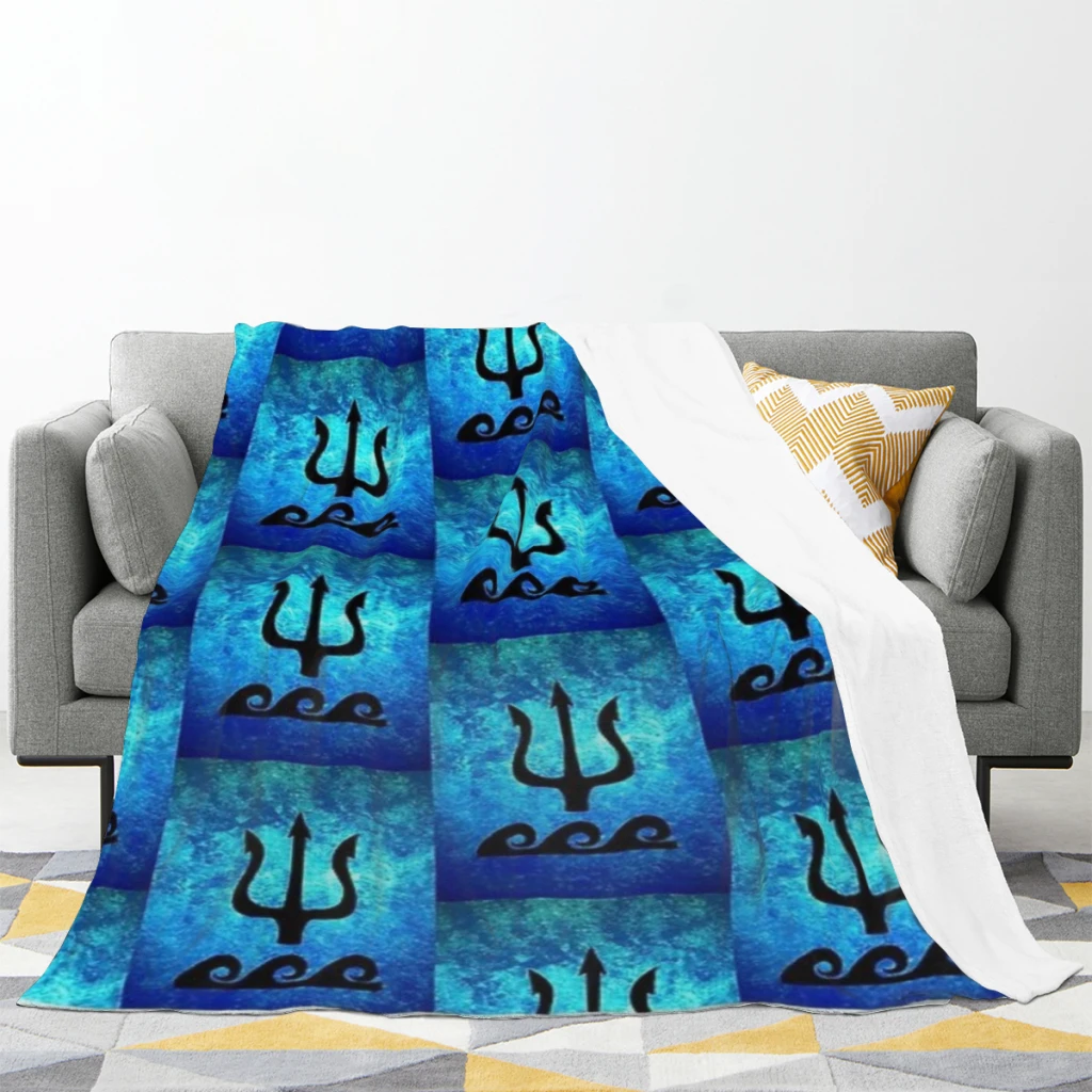 Poseidon Blanket Flange Textile Decor Portable Super Soft Throw Blankets for Home Office Plush Thin Quilt