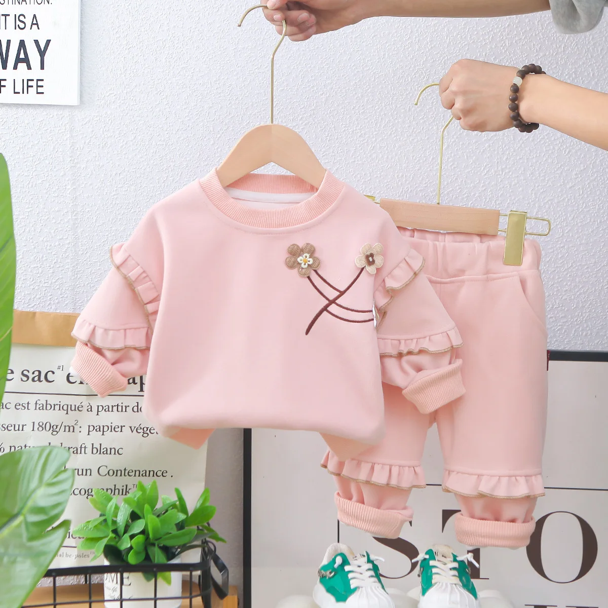 

Girl Spring Clothing Sets For Children Long Sleeve Tops Pants 2pcs Outfit Floral Pattern Kids Outfit Korean Baby Girl Tracksuit