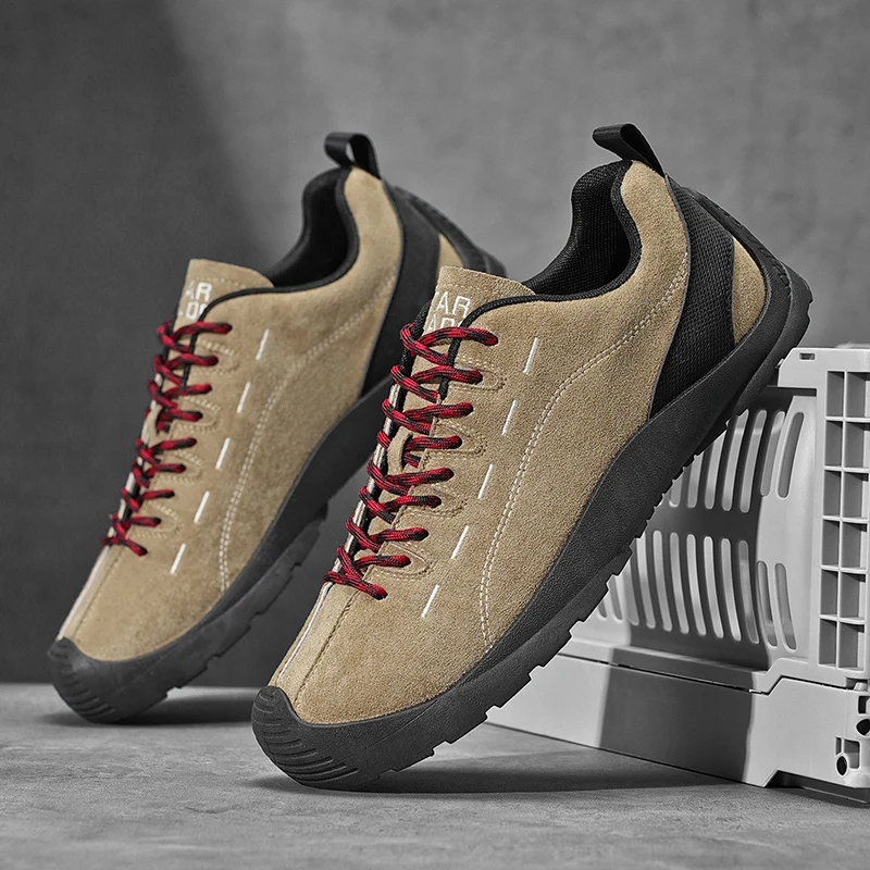 

Spring and Autumn new men's flat shoes outdoor sports and leisure shoes lightweight anti slip hiking shoes walking board shoes