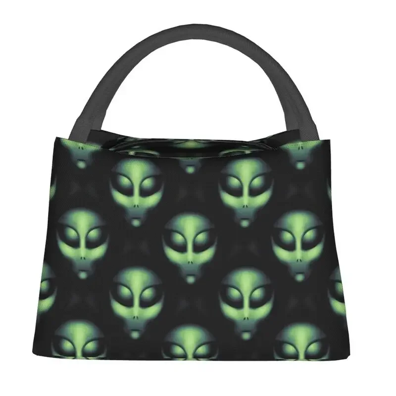 Extraterrestrial Aliens Glowing Green Thermal Insulated Lunch Bags Women Resuable Lunch Container Multifunction Meal Food Box