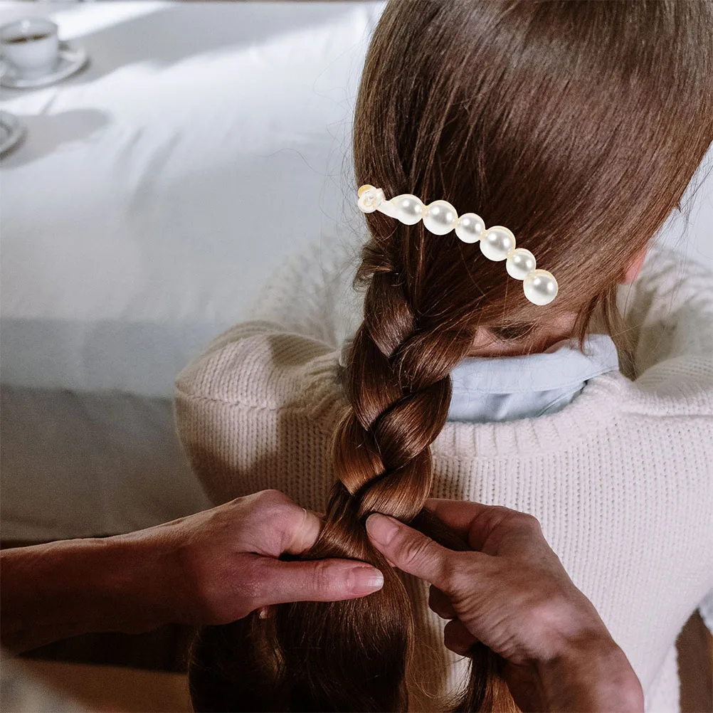 

2pcs Pearl Claw Large Durable Clips For Thick Hair Vintage Elegant Banana Claw Barrettes Secure Hold Updo Stylish Ladies Hair